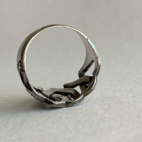 New vintage 4 hearts marcasite silver cocktail ring - Picture 10 of 13